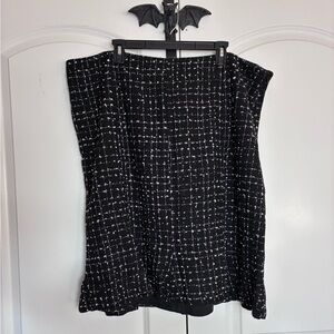 Lily Vintage Inspired Skirt Tweed Black with white accents Zipper side size 3X